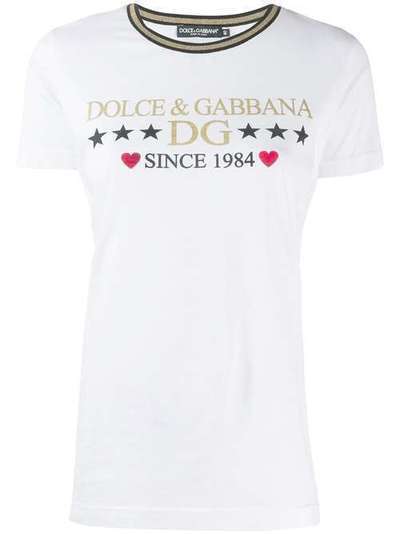 Dolce & Gabbana футболка с логотипом и блестками F8H32TG7TBM
