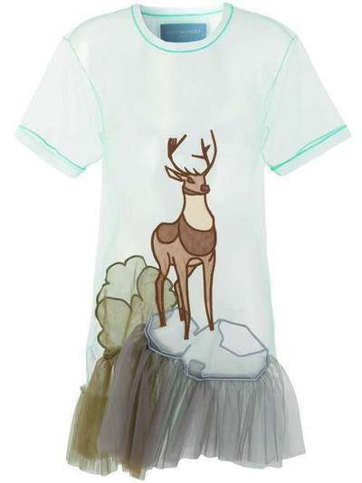 Viktor & Rolf футболка из тюля с декором в виде оленя 1JASOFTTULLELIGHTGREENMULTI