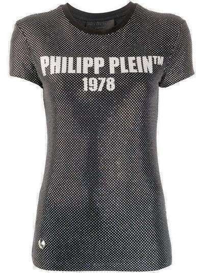 Philipp Plein футболка с логотипом и стразами S20CWTK1947PTE003N