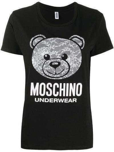 Moschino футболка Teddy Bear с кружевом A19139019