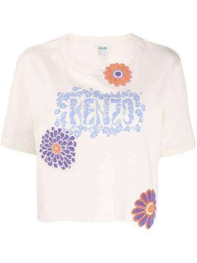 Kenzo футболка с цветочной аппликацией FA52TS622936