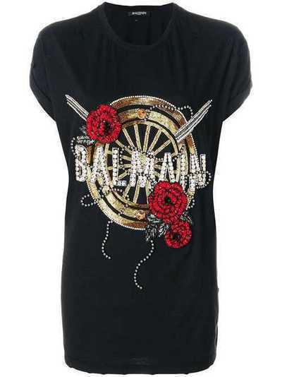 Balmain oversized beaded logo T-shirt 138954498M