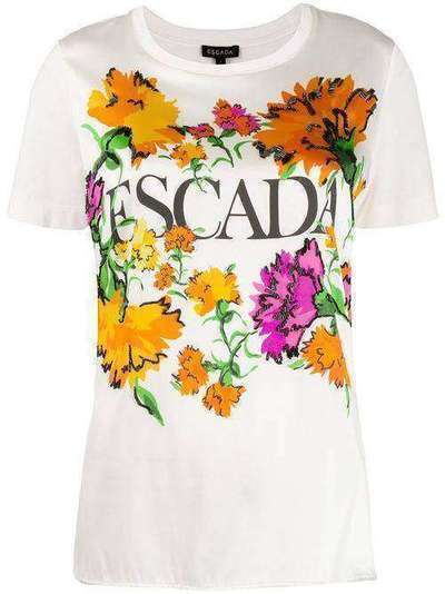 Escada футболка с цветочным принтом и логотипом 5032434