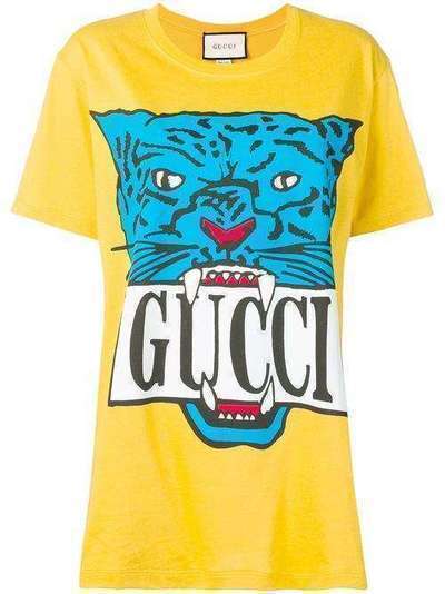 Gucci футболка свободного кроя с принтом тигра 492347XJARG