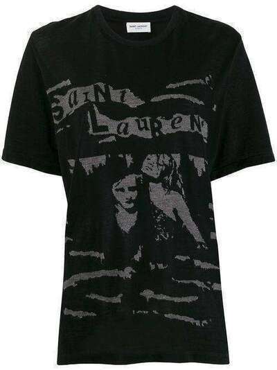 Saint Laurent футболка с графичным принтом и круглым вырезом 596572YBOF2