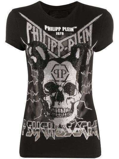 Philipp Plein футболка с принтом Skull и стразами S20CWTK1956PTE003N