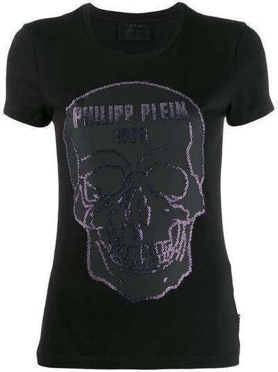 Philipp Plein футболка с круглым вырезом и декором Skull A19CWTK1867PTE003N