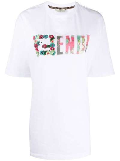 Fendi футболка с вышитым логотипом FF FS7242AC39