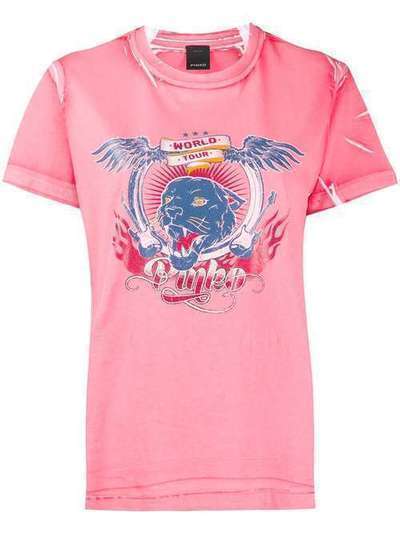 Pinko футболка с принтом World Tour 1G14REY5B7N50