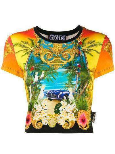 Versace Jeans Couture укороченная футболка с принтом B2HVA725S0681