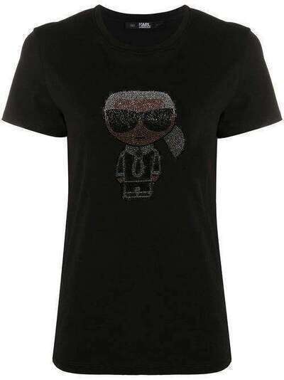 Karl Lagerfeld футболка Ikonik Karl со стразами 205W1704999