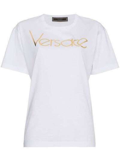 Versace футболка с короткими рукавами и логотипом металлик A79798A201952