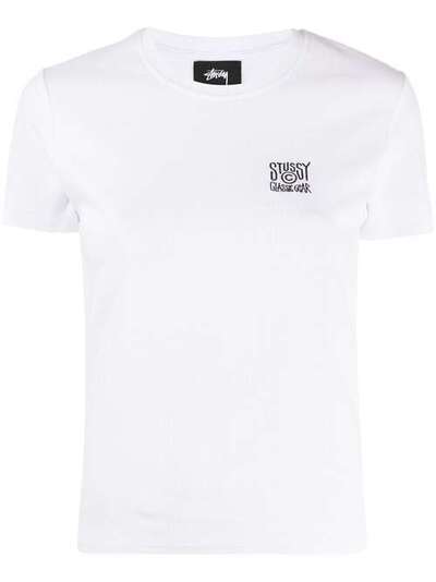 Stussy футболка в рубчик с вышитым логотипом 214519
