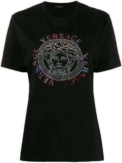 Versace футболка с логотипом из кристаллов A85750A228806