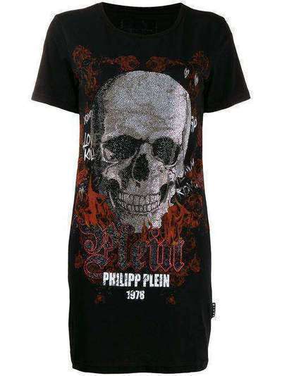Philipp Plein футболка с принтом Skull и кристаллами F19CWTK1626PTE003N