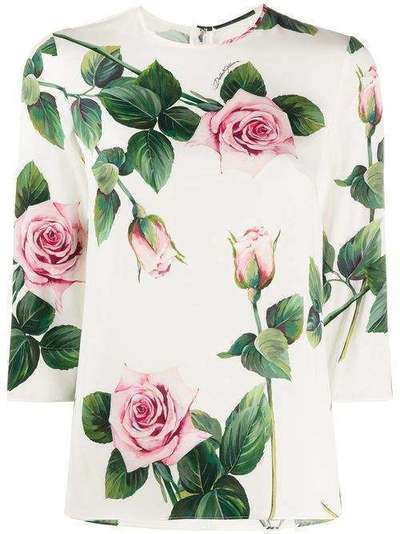 Dolce & Gabbana футболка с принтом Tropical Rose F7ZZDTFSAZD