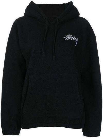 Stussy флисовое худи с вышитым логотипом 218093