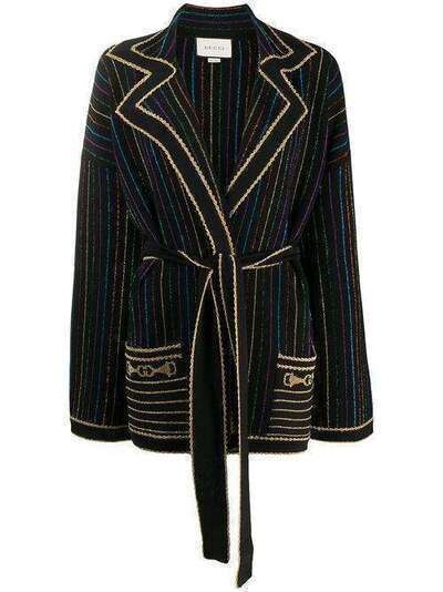 Gucci пальто-кардиган в полоску с эффектом металлик 599176XKA3T