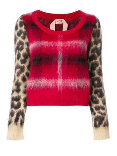 Nº21 клетчатый свитер с леопардовым принтом на рукавах N2MA0407346