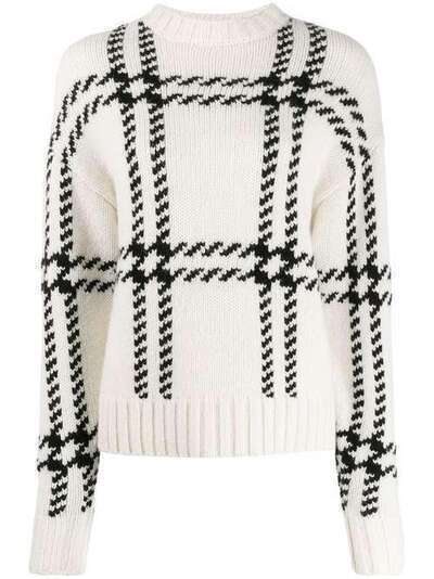 Ami Paris клетчатый свитер оверсайз с круглым вырезом P20FK030005