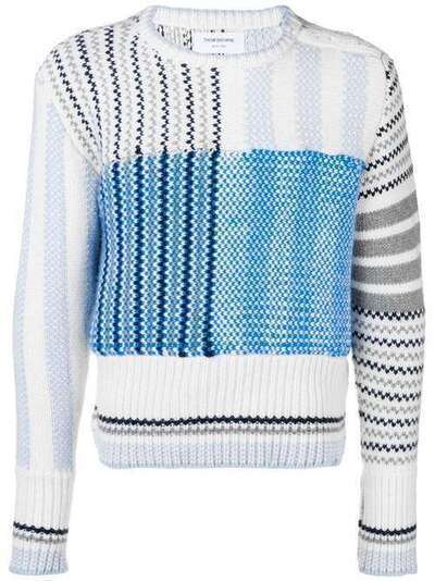 Thom Browne свитер вязки интарсия с 4 полосками MKA208A00011