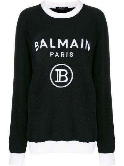 Balmain джемпер с логотипом вязки интарсия TF13116K023