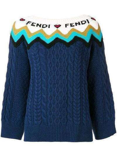 Fendi свитер с узором и логотипом спереди FZY663A3F3