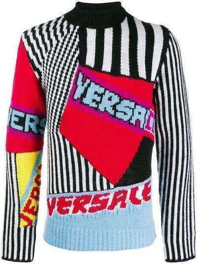 Versace свитер в технике пэчворк с логотипом A84072A230828