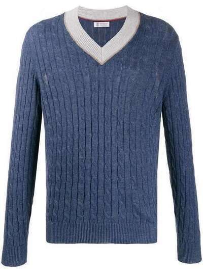 Brunello Cucinelli свитер фактурной вязки с V-образным вырезом M2L79022CH363