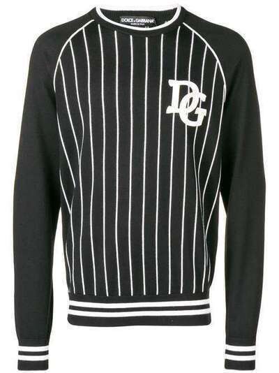 Dolce & Gabbana свитер в полоску с логотипом GX274ZJAVEE