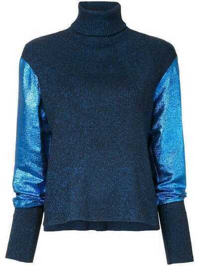 Cédric Charlier metallic knit turtleneck jumper V021789341299