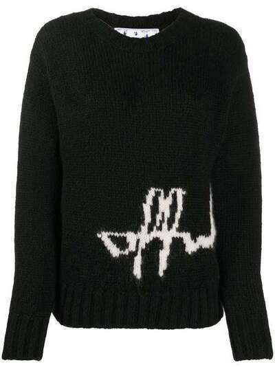 Off-White LOGO INTARSIO CREWNECK BLACK WHITE