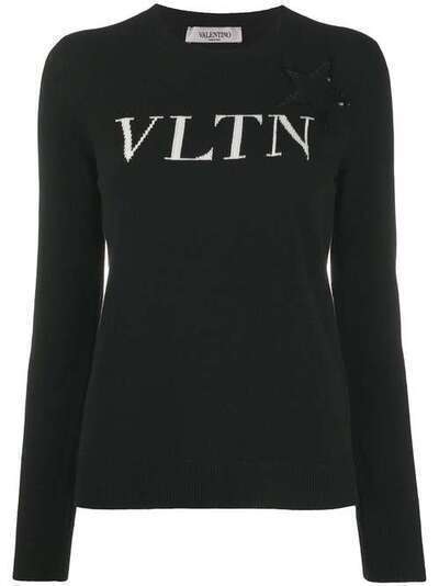 Valentino трикотажный джемпер с нашивкой и логотипом VLTN