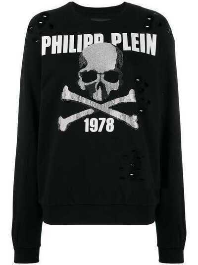 Philipp Plein джемпер с декором Skull и стразами F19CWJO0513PTE003N
