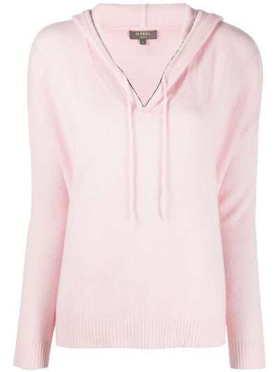 N.Peal chain trim cashmere hoodie NPW001604