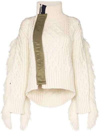 Sacai свитер фактурной вязки с бахромой 1904721
