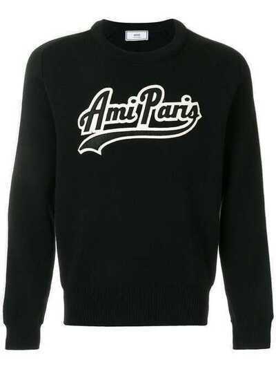 Ami Paris ребристый свитер тонкой вязки с круглым вырезом H18K021011