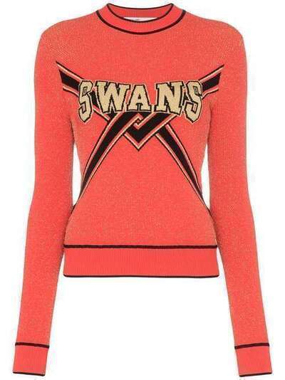 Off-White свитер Swans вязки интарсия с люрексом OWHE013E19B700732093
