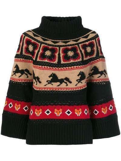 Alberta Ferretti intarsia-knit turtleneck jumper A09266611