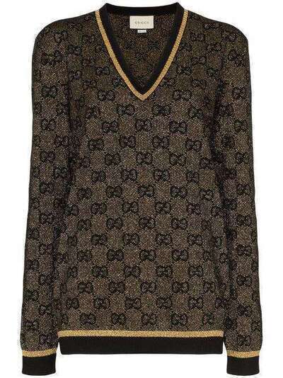 Gucci свитер с V-образным вырезом и узором GG 579790XKARJ