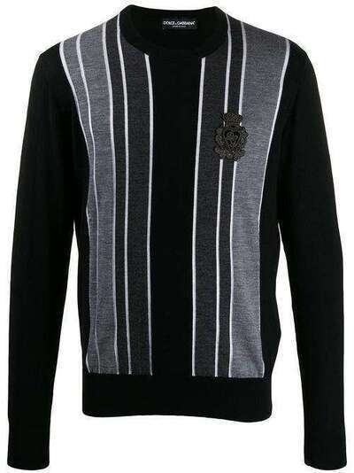 Dolce & Gabbana свитер в полоску с нашивкой Sacred Heart GX697ZJAVOW