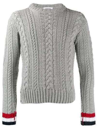Thom Browne пуловер аранской вязки с круглым вырезом MKA277A00014