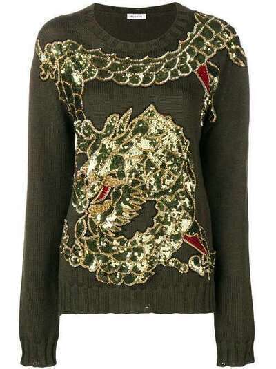 P.A.R.O.S.H. dragon sequin embroidered jumper LEQUINSD510076XZ