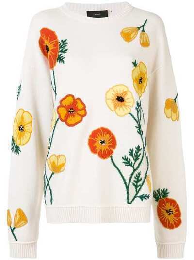 Alanui свитер вязки интарсия с цветочной вышивкой LWHE001R200010728788