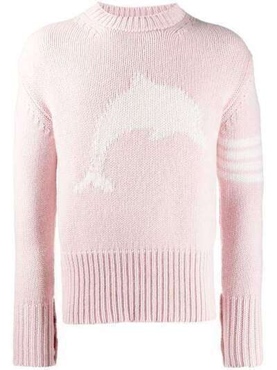 Thom Browne пуловер с полосками 4-Bar и круглым вырезом MKA269A00011