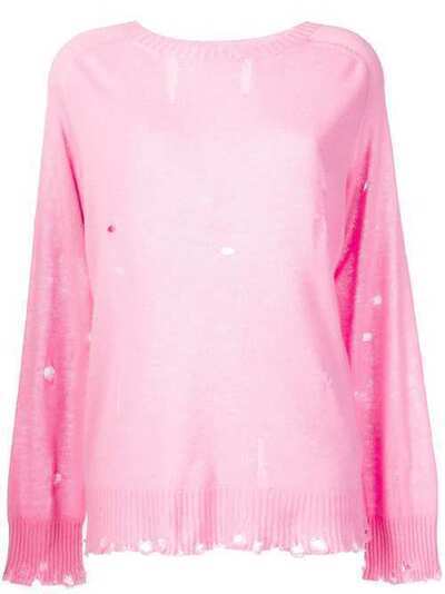 Maison Flaneur джемпер с круглым вырезом и прорезями SW404FK012ROSA