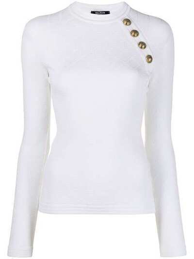 Balmain трикотажный джемпер с декоративными пуговицами UF13114K110