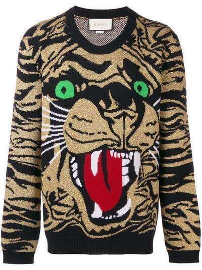 Gucci свитер с изображением тигра 545734XKADS
