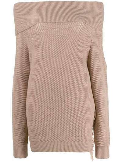 Stella McCartney вязаный свитер с бахромой и открытыми плечами 581811S2086
