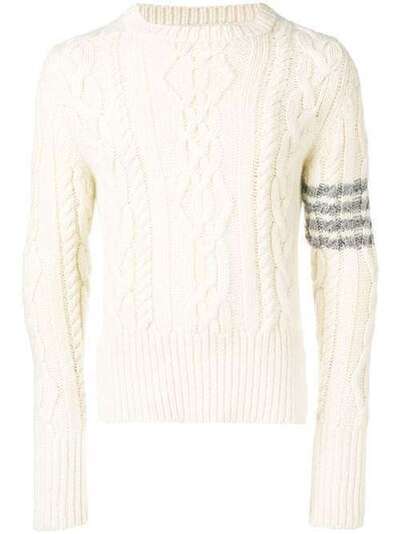Thom Browne кашемировый пуловер фактурной вязки с полосками MKA254A00011